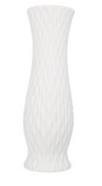 Dekoračná váza, biela, dekorovaná, sádra, 61 cm