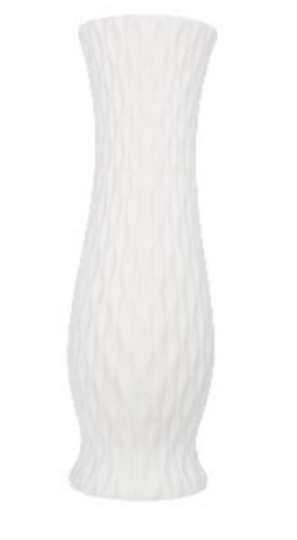 Dekoračná váza, biela, dekorovaná, sádra, 61 cm