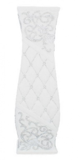 Dekoračná váza, svetlá, strieborný dekor, sádra, 61 cm