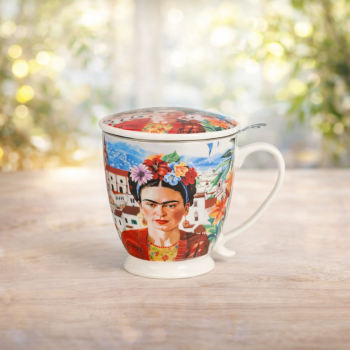 Hrnček so zaparovačom a poklopom, MEXICAN ART RED, 510 ml