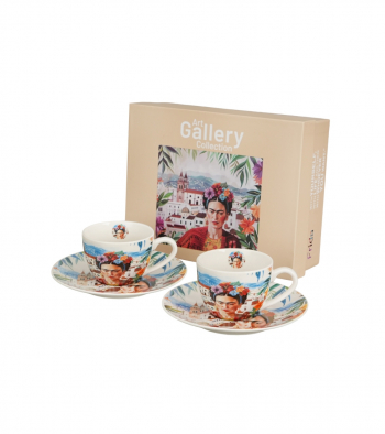 Sada šálok s podšálkami, MEXICAN ART RED, 2 ks v balení