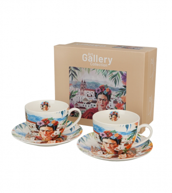 Sada šálok s podšálkami, MEXICAN ART RED, 270 ml,  2 ks v balení