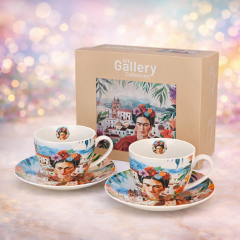 Sada šálok s podšálkami, MEXICAN ART RED, 270 ml,  2 ks v balení