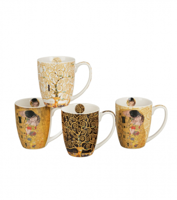 Sada 4 klasických hrnčekov inšpirovaných Gustavom Klimtom, 360 ml