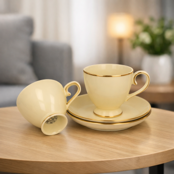 Sada šálok s podšálkami, Ecru, VICTORIA, 300 ml