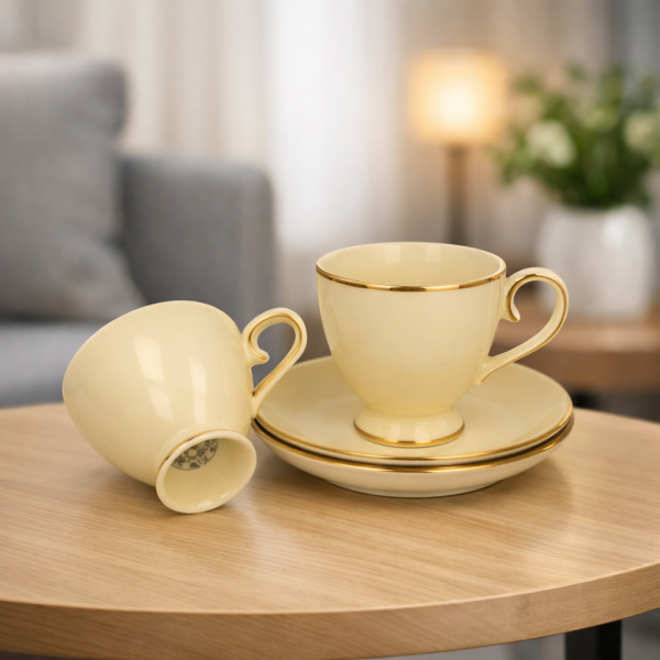 Sada šálok s podšálkami, Ecru, VICTORIA, 300 ml