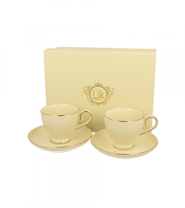 Sada šálok espresso s podšálkami, Ecru, VICTORIA, 150 ml