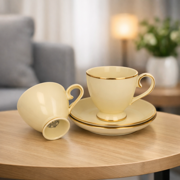 Sada šálok espresso s podšálkami, Ecru, VICTORIA, 150 ml