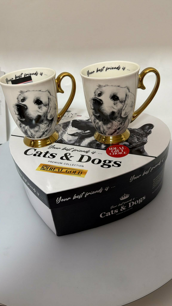 Sada hrnčekov s lyžičkami, pes, svetlé, 2 ks v balení