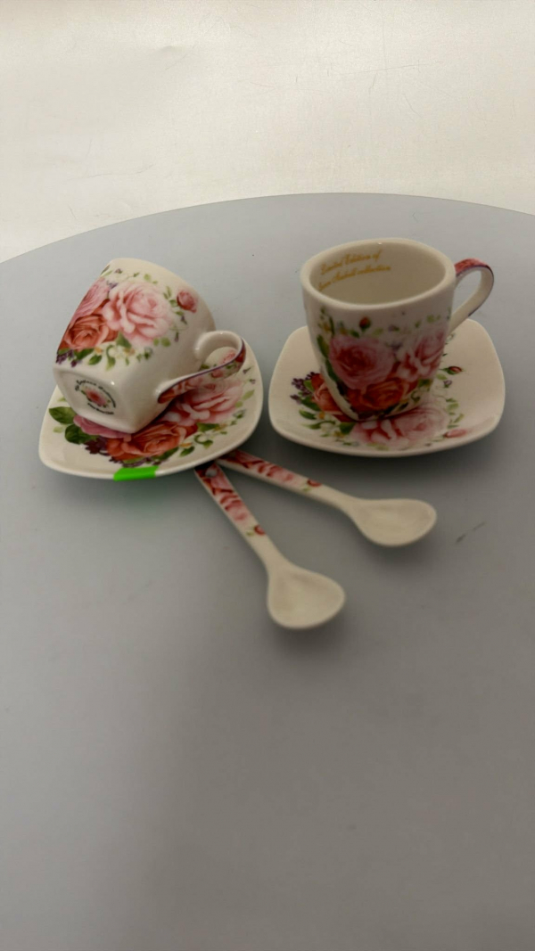 Sada šálok espresso, kvetinková, AKCIA