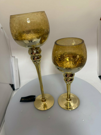 Sada sklenených svietnikov, zlaté, 2 ks v sade