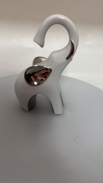 Dekoračná soška, slon, porcelánová, svetlá, 23x15x7 cm