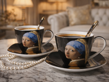 Sada 2 šálok s podšálkami a lyžičkami, 250 ml