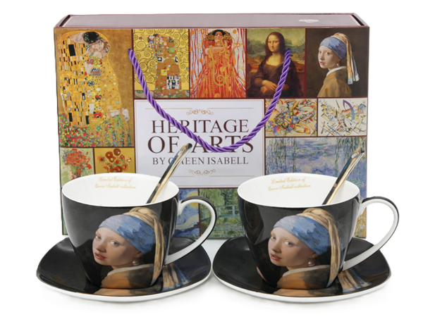 Sada 2 šálok s podšálkami a lyžičkami, 250 ml