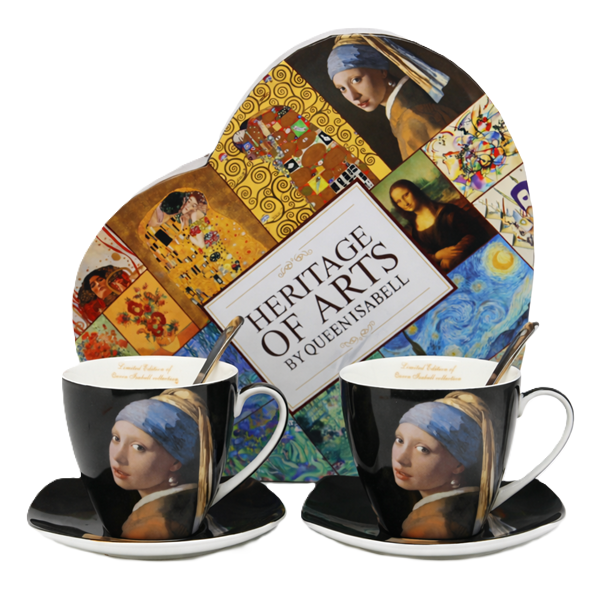 Sada šálok s podšálkami a lyžičkami, 250 ml