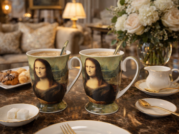 Sada hrnčekov s lyžičkami, Mona Lisa, 300 ml