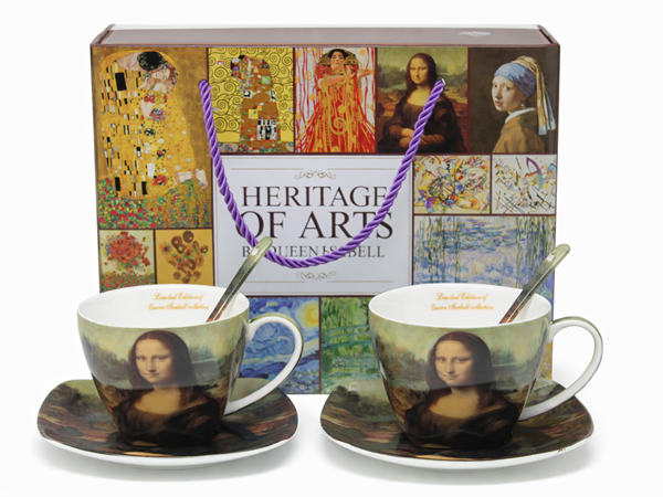 Sada šálok s podšálkami a lyžičkami, Mona Lisa, 250 ml