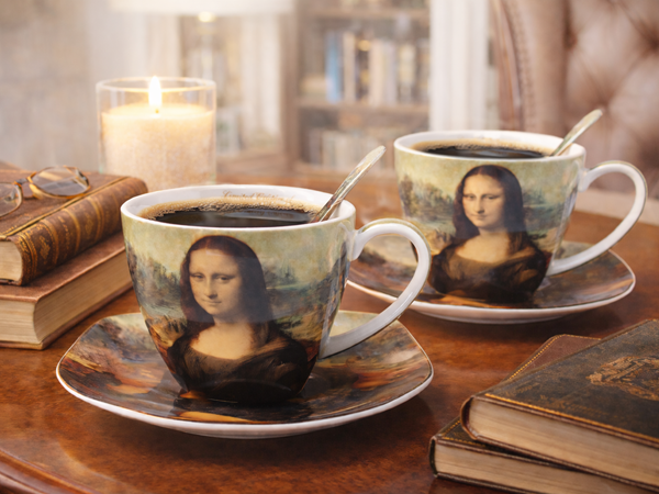 Sada šálok s podšálkami a lyžičkami, Mona Lisa, 250 ml