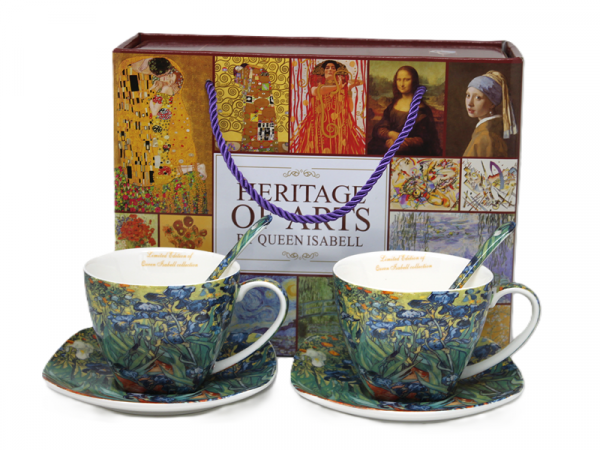 Sada krásnych dekorovaných šálok s podšálkami a lyžičkami, 250 ml