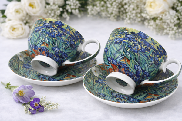 Sada dekorovaných kvetinových šálok s podšálkami, 250 ml