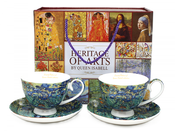 Sada dekorovaných kvetinových šálok s podšálkami, 250 ml