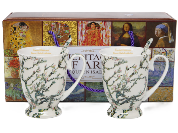 Sada dekorovaných hrnčekov s lyžičkami, 300 ml