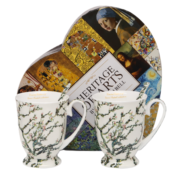 Sada kvetinových hrnčekov s lyžičkami, 300 ml