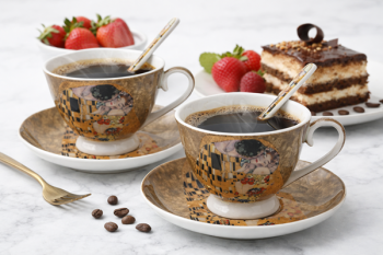 Šálky s podšálkami espresso, G. Klimt, bozk, 100 ml, 2 ks v balení