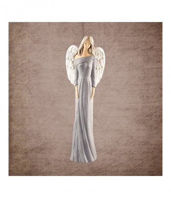 Sivý sadrový anjel PAULA, 41cm