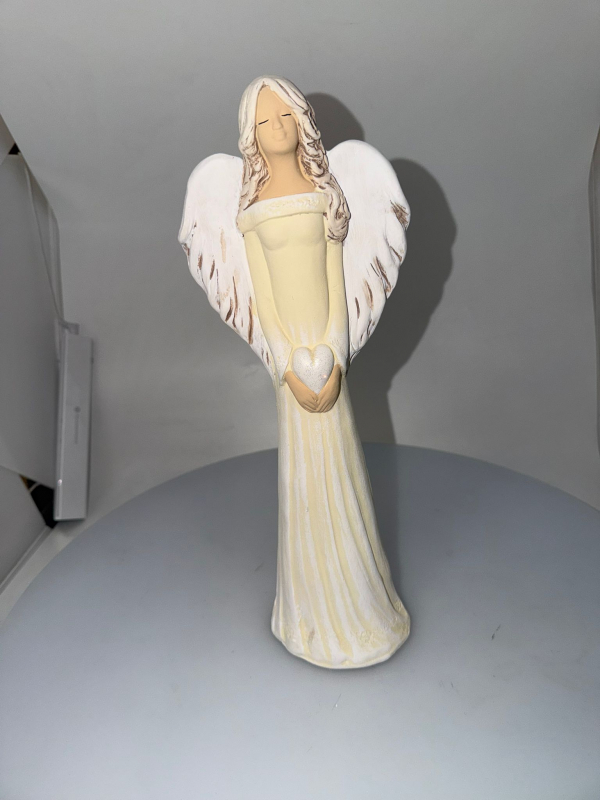 Dekoračný anjel ALEXIS, žltý, 35x13 cm