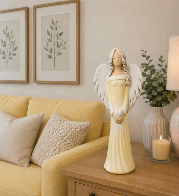 Dekoračný anjel ALEXIS, žltý, 35x13 cm