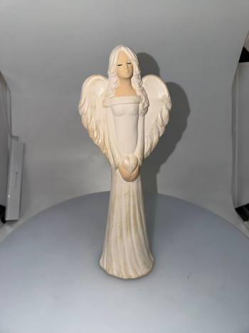 Dekoračný anjel ALEXIS, bielo-zlatý, 35x13 cm