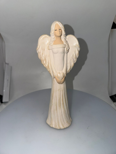 Dekoračný anjel ALEXIS, bielo-zlatý, 35x13 cm