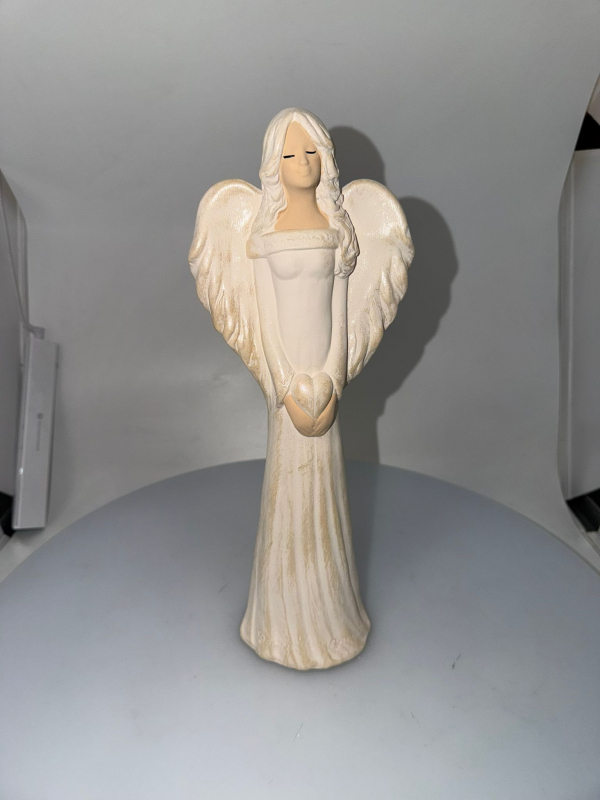 Dekoračný anjel ALEXIS, bielo-zlatý, 35x13 cm