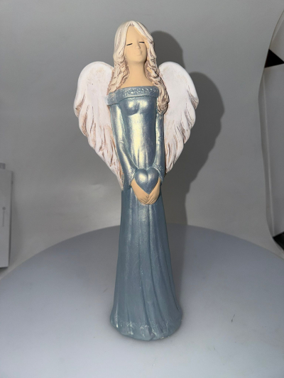 Dekoračný anjel ALEXIS, tyrkysovo-modrý, 35x13 cm