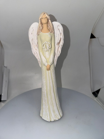 Dekoračný sadrový anjel HANNA, zelený, 40x13 cm