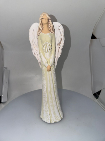 Dekoračný sadrový anjel HANNA, zelený, 40x13 cm