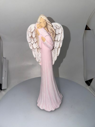 Anjel s dieťaťom AURELIA, ružový, 38x14 cm