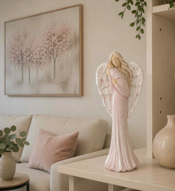 Anjel s dieťaťom AURELIA, ružový, 38x14 cm