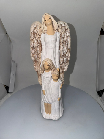 Dekoračný sádrový anjel, KARINA s deťmi, 40x16 cm