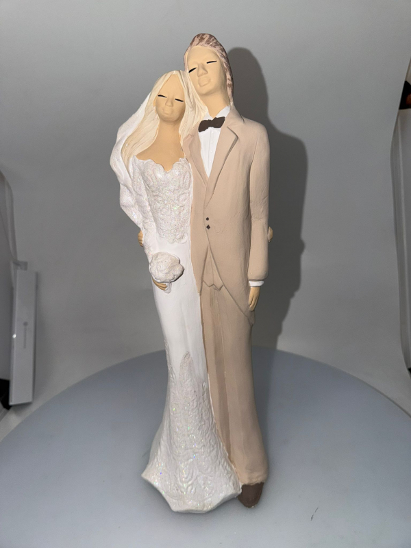 Dekoračný sádrový anjel, svadobný pár, 39x12 cm