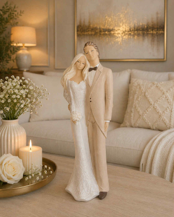 Dekoračný sádrový anjel, svadobný pár, 39x12 cm