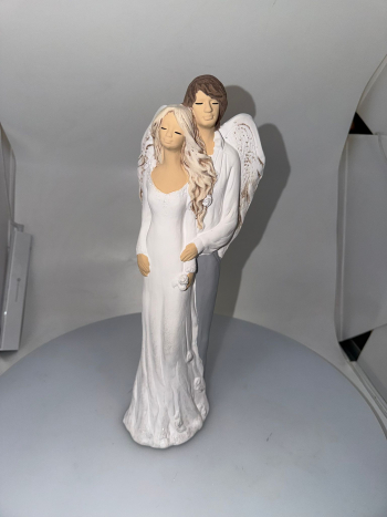 Dekoračný sádrový anjel, svadobný pár, 38x14 cm