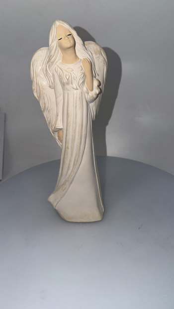 Dekoračný anjel ANTONINA, bielo-zlatý, 34x12 cm