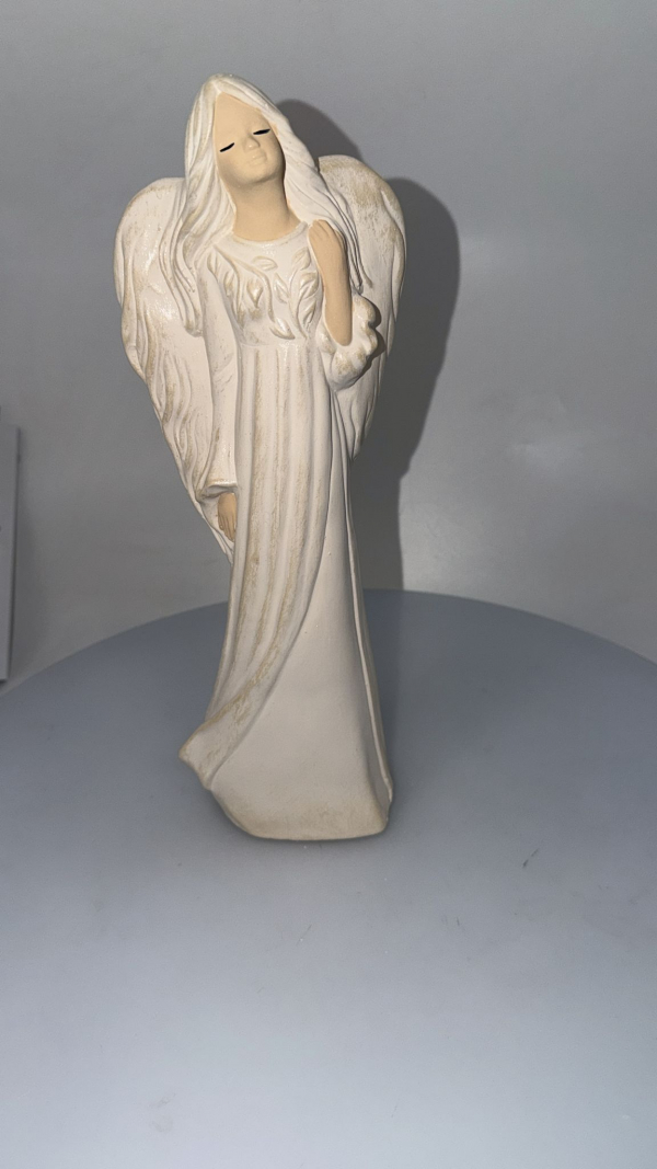 Dekoračný anjel ANTONINA, bielo-zlatý, 34x12 cm