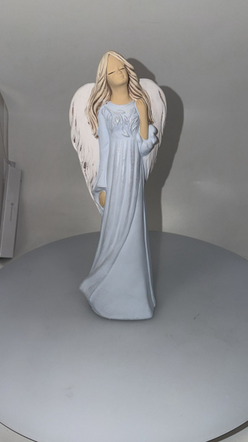 Dekoračný anjel ANTONINA, modrý, 34x12 cm