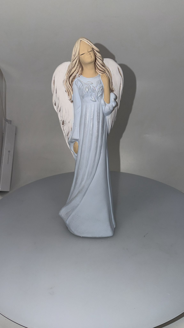 Dekoračný anjel ANTONINA, modrý, 34x12 cm