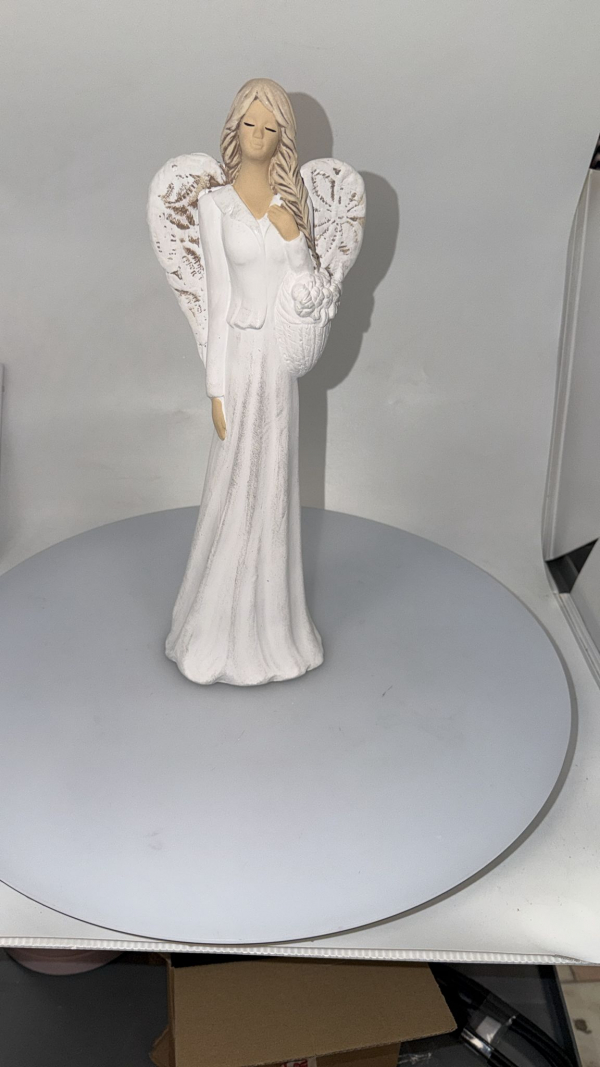 Dekoračný anjel VALERIA, biela, 39x13 cm