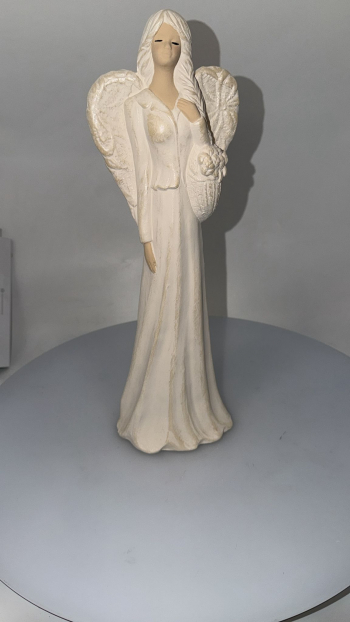 Dekoračný anjel VALERIA, bielo-zlatá, 39x13 cm