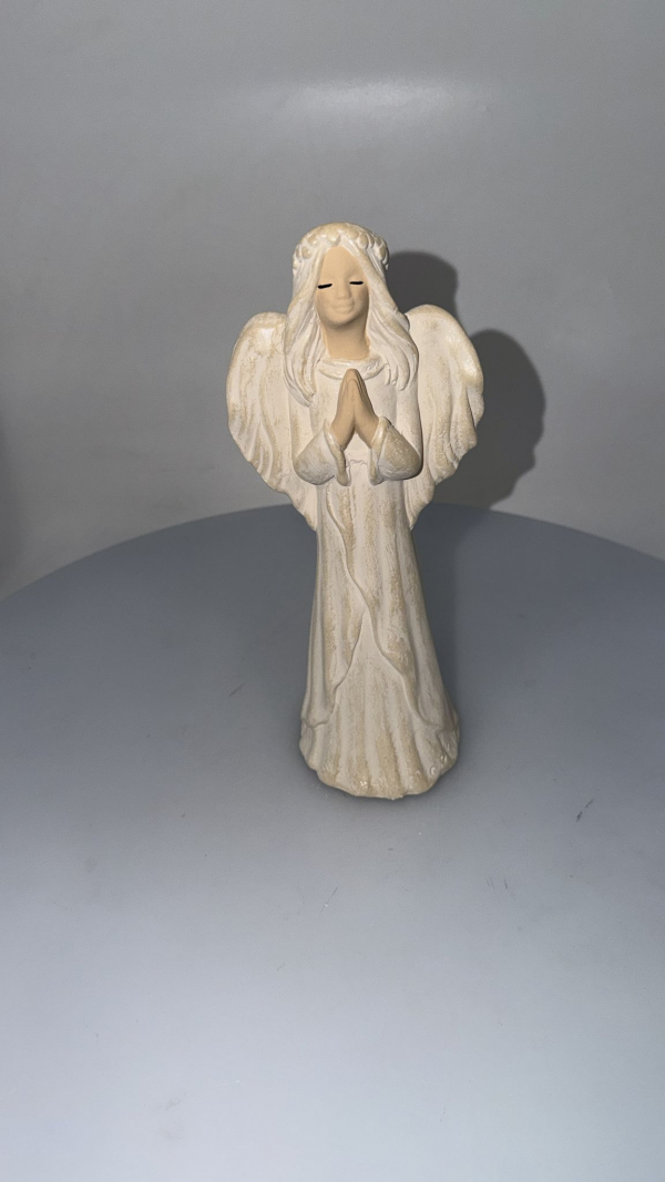 Sadrový anjel IWONKA, bielo-zlatý, 24x10 cm